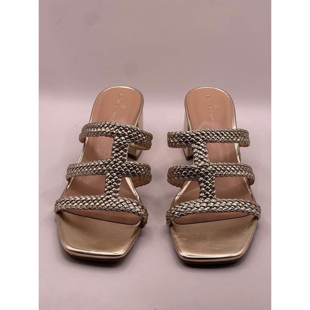 Bandolino Mumm Gold Metallic Braided Strappy Block Heel Sandals Womens 9M New